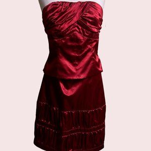 2-piece Red Liquid Satin Julianna top and skirt NWT